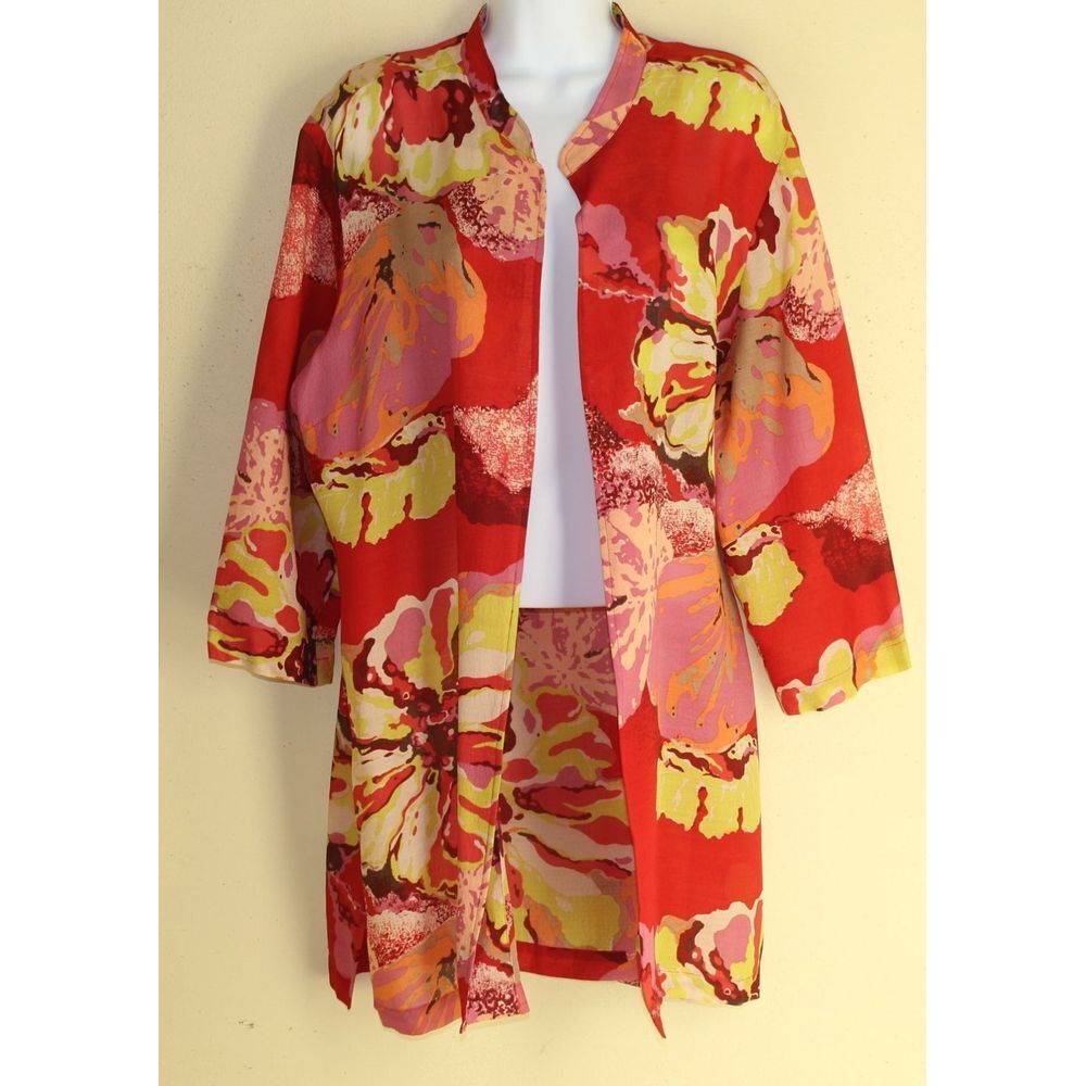 New $119 Coldwater Creek Art-to-Wear SilkFloral Jacket PL‎ PETITE LARGE  NWT